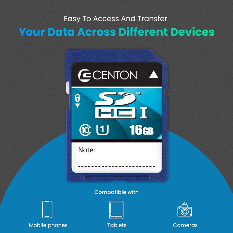 Centon Electronics MP Essential SDHC Card, Ultimate Memory Card for Phones, Tablets, Cameras, and More, UHS1, 16GB, 5 Bulk Pack - Image 4